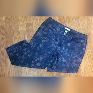 Christopher & Banks Floral Jean Capris Regular Size 12
